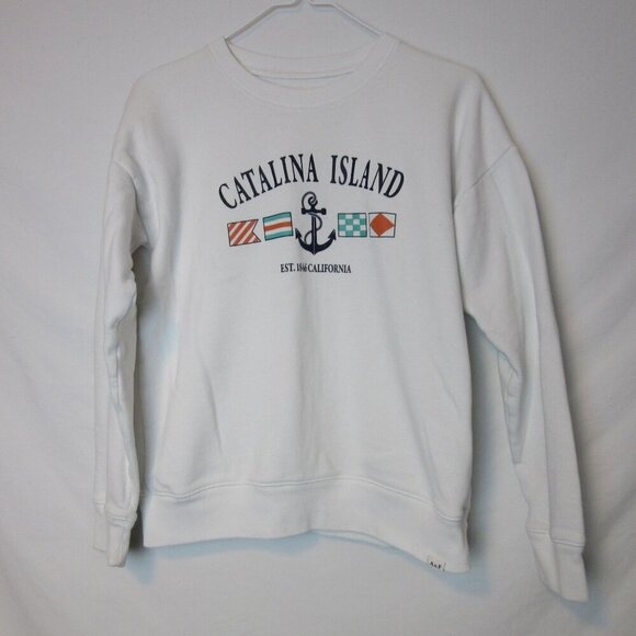 Abercrombie Kids Sweatshirt Large 14 White Catalina Island Nautical Pullover - Picture 1 of 7